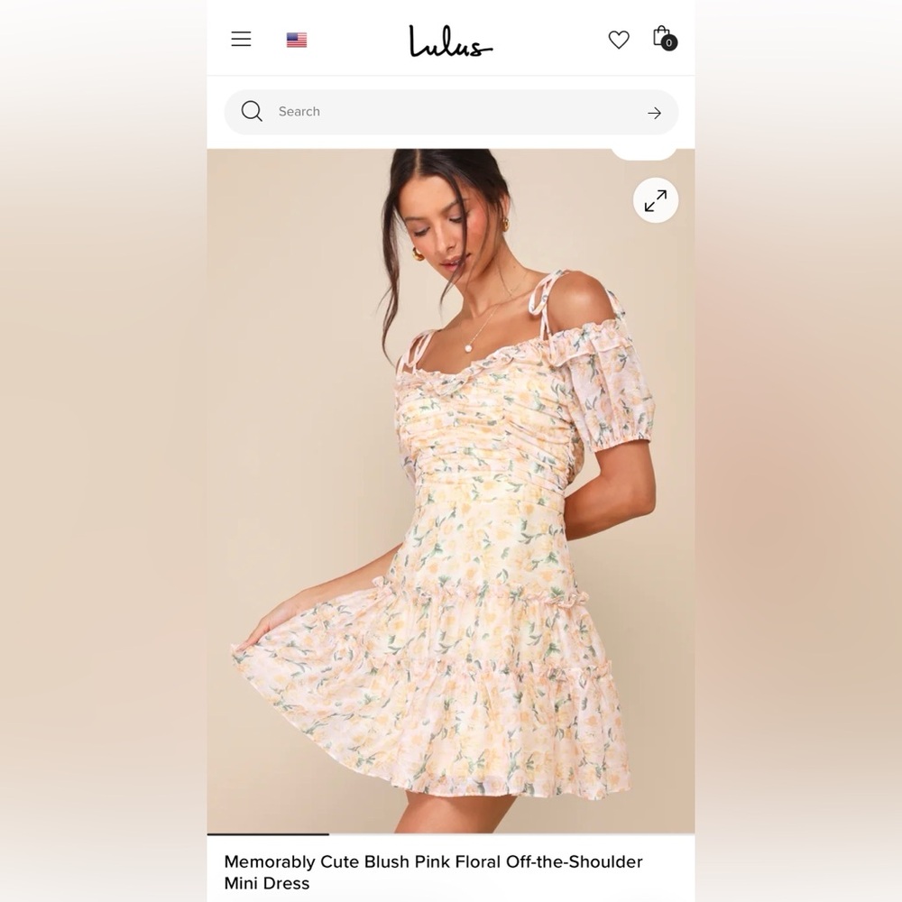 Lulu's Floral Yellow Off the Shoulder Women’s Dress